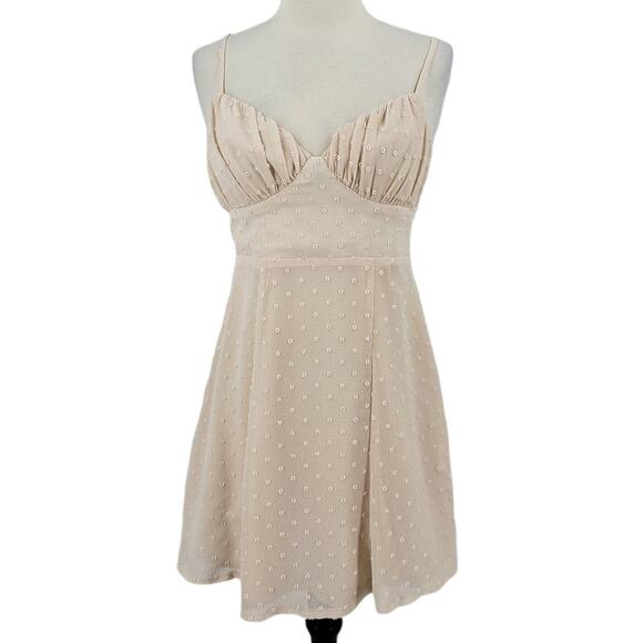 Saints + Secrets Swiss Dot Mini Dress Palest Pink Women's Size Medium - Picture 7 of 7